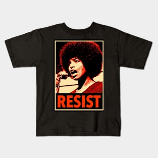 Angela Davis Resist (orange tone) Kids T-Shirt